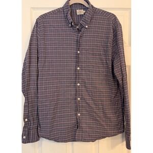 Faherty Men's Stretch Oxford Shirt Large Blue Rose Gingham Check Career Casual